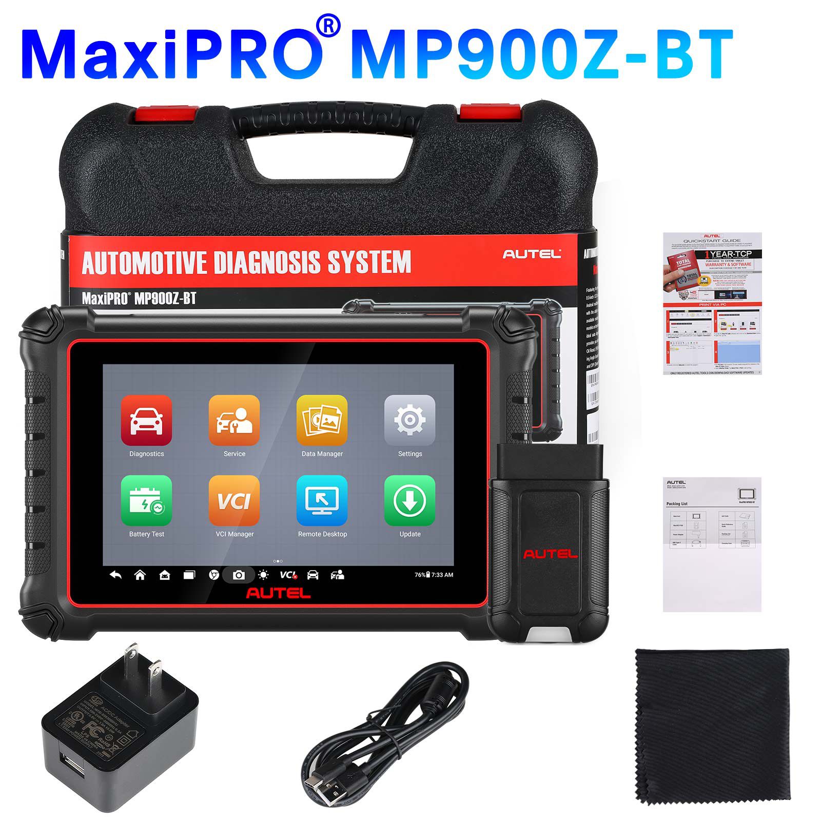 Autel MaxiPro MP900Z-BT (MP900-BT) Diagnostic Scanner Supports ECU Coding, Pre & Post Scan, DoIP CAN FD Protocols, Upgraded Ver. Of MP808BT PRO