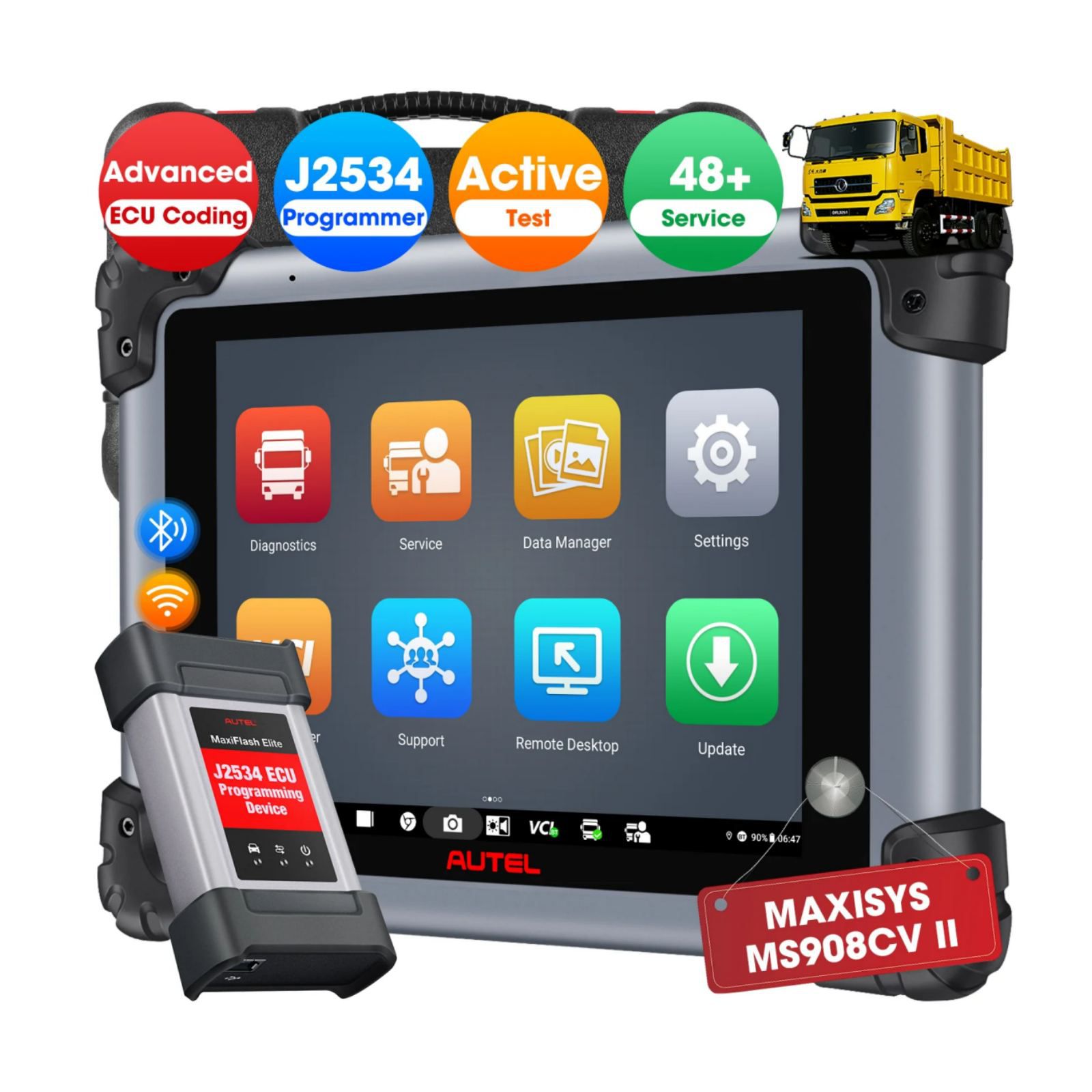 2024 Autel Maxisys MS908CV II Heavy Duty Truck Scanner with J2534 ECU Programming Support Smart AutoVin 2.0 and Pre Post Scan Upgraded Ver. Of MS908CV