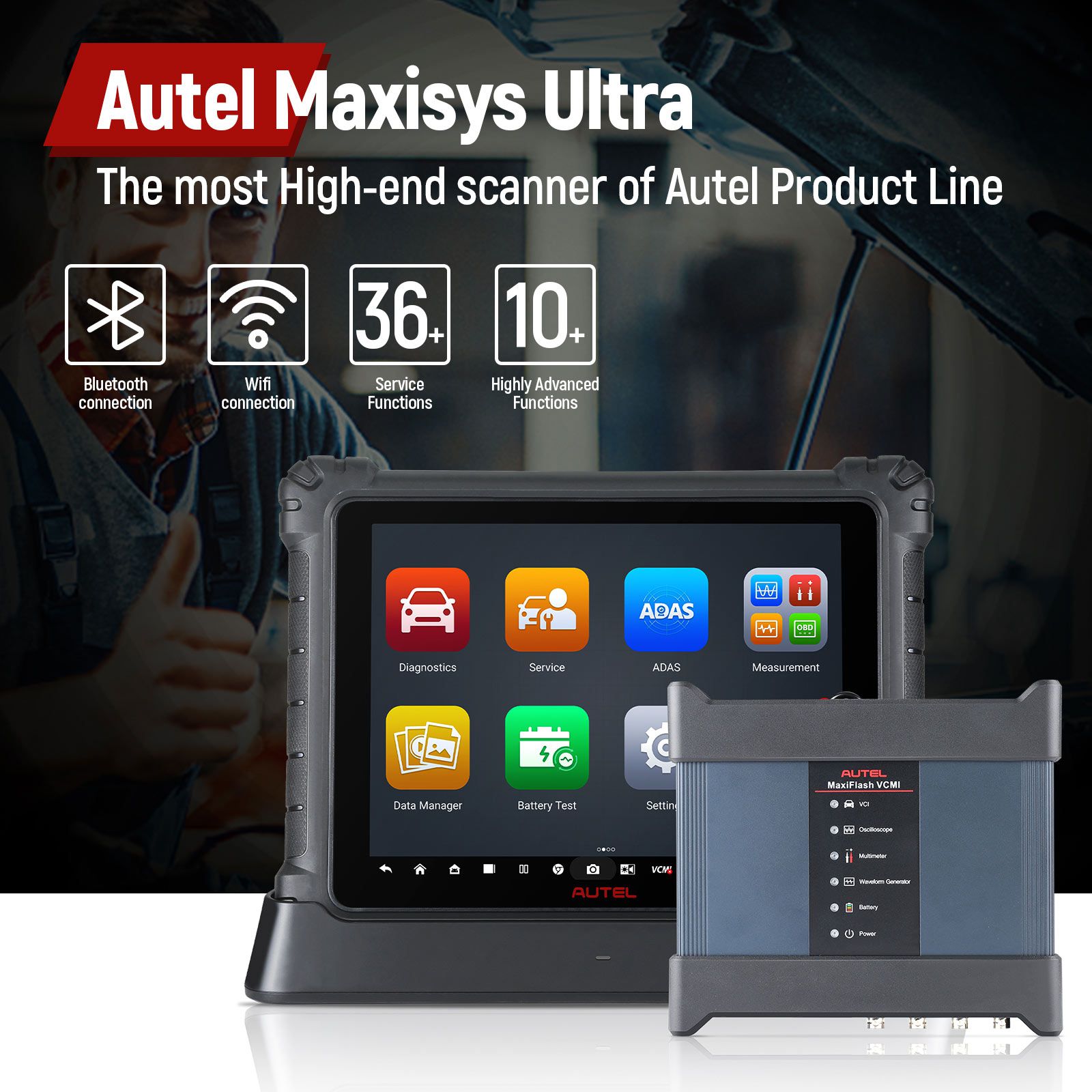 Autel Maxisys Ultra Intelligent Full Systems Diagnostics Tool Plus EV Diagnostics Upgrade Kit EVDiag Box & Adapters for Battery Pack Diagnostics