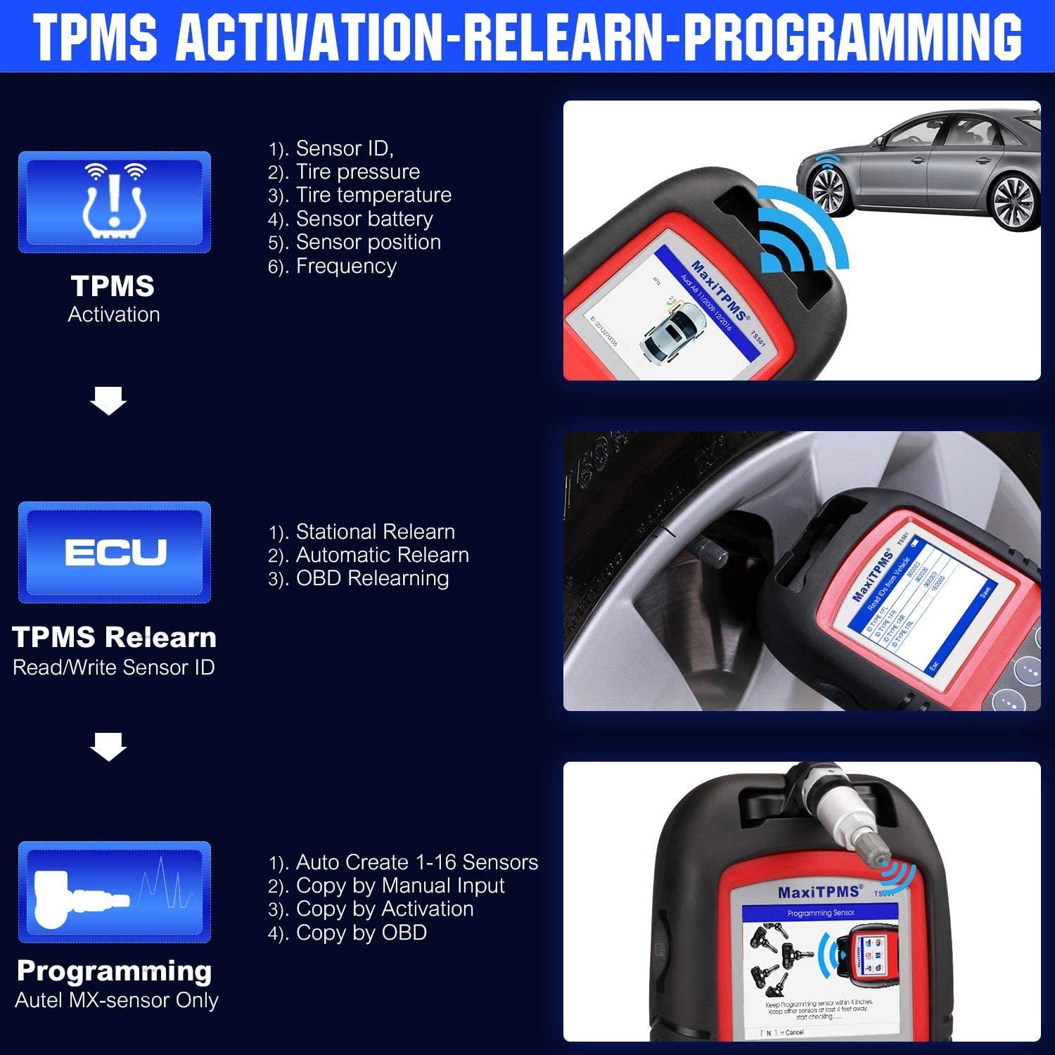 Autel MaxiTPMS TS501 TPMS Diagnostic And Service Tool Free Update Online Lifetime