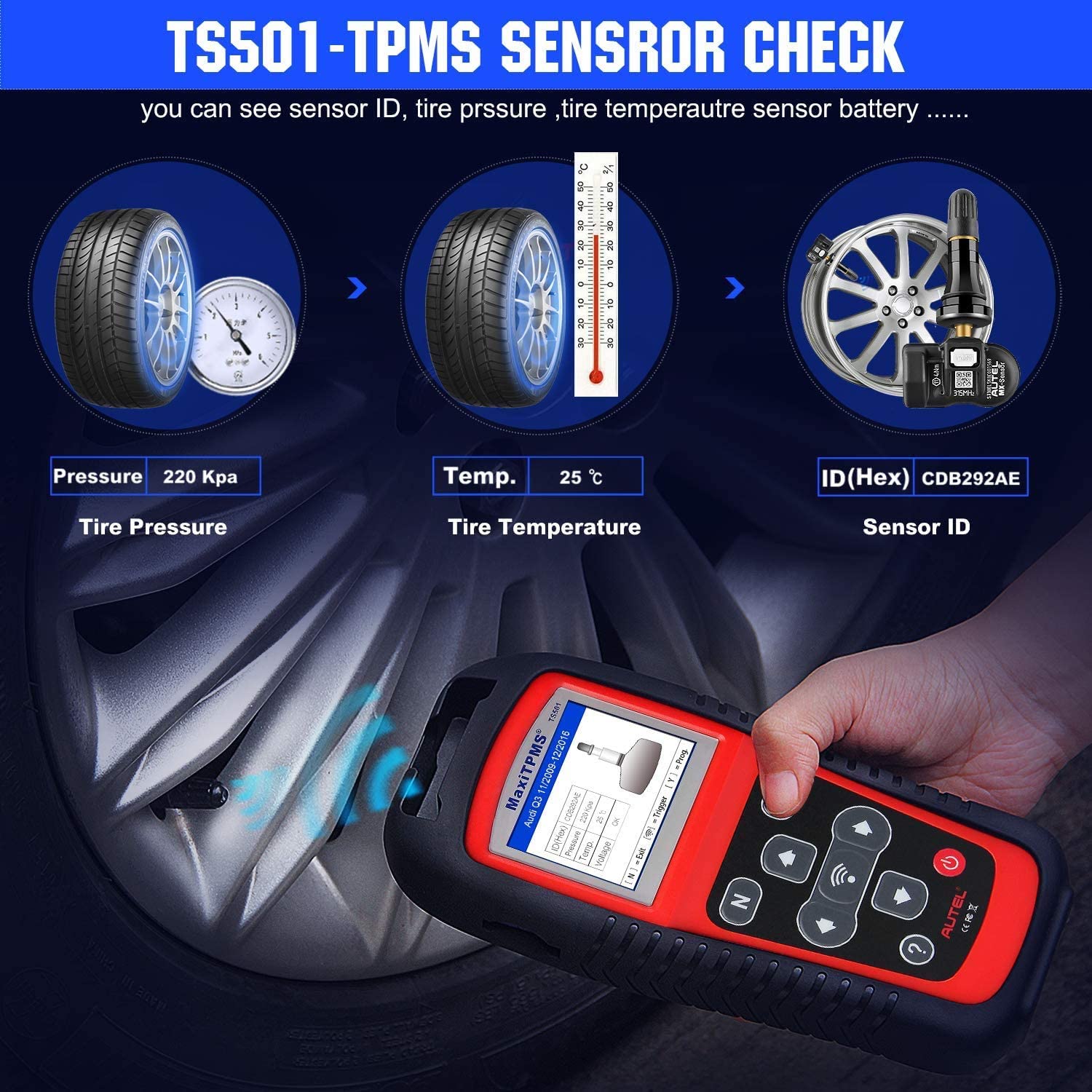 Autel MaxiTPMS TS501 TPMS Diagnostic And Service Tool Free Update Online Lifetime