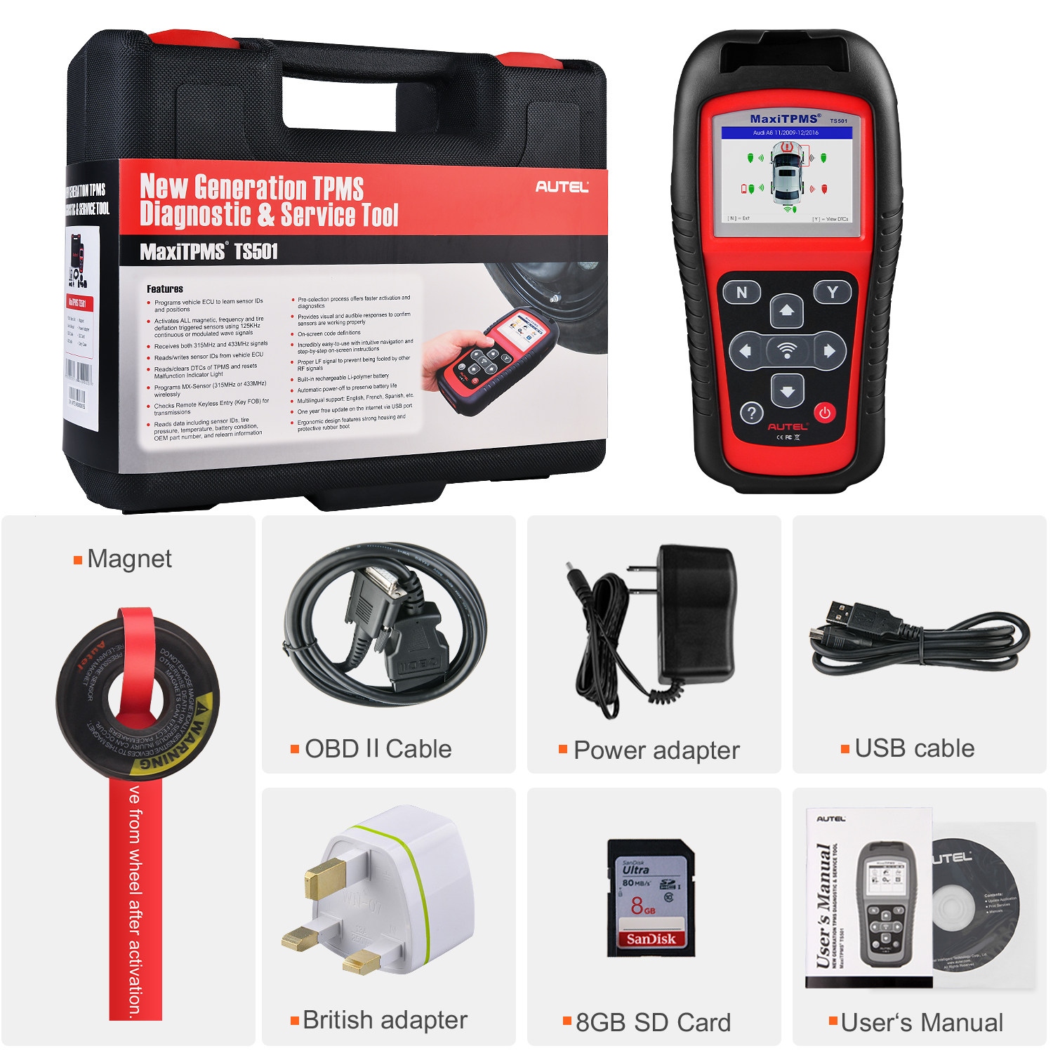 Autel MaxiTPMS TS501 TPMS Diagnostic And Service Tool Free Update Online Lifetime