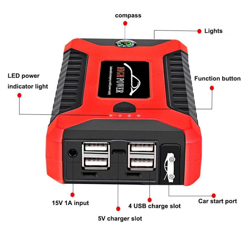 Car Jump Starter Power Bank 20000mA 600A 12V Output Portable Emergency Start-up Charger for Cars Booster Battery Starting Device