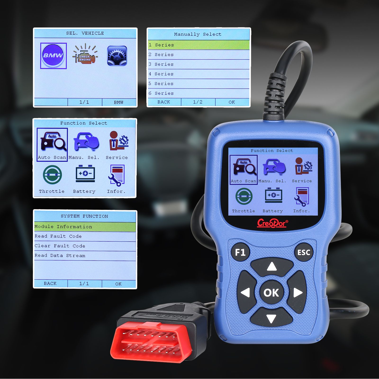 2024 Creator C420 BMW & OBDII Code Reader 4G Memory Support Multi-languages Update Version of Creator C110 V6.0 BMW Code Reader