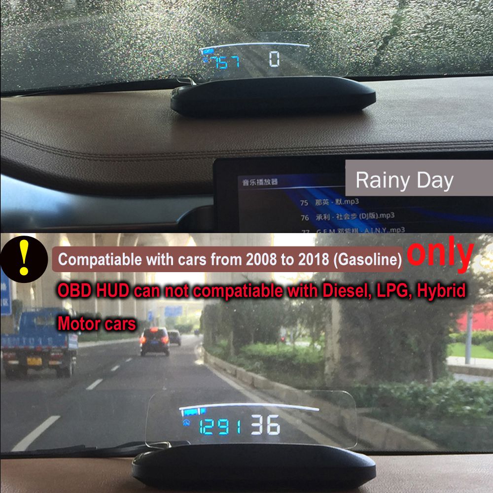 Universal Car Heads Up Display (HUD) - 3.5" OBD2 Windshield Projector With Speed, RPM, Temperature & Voltage Readouts