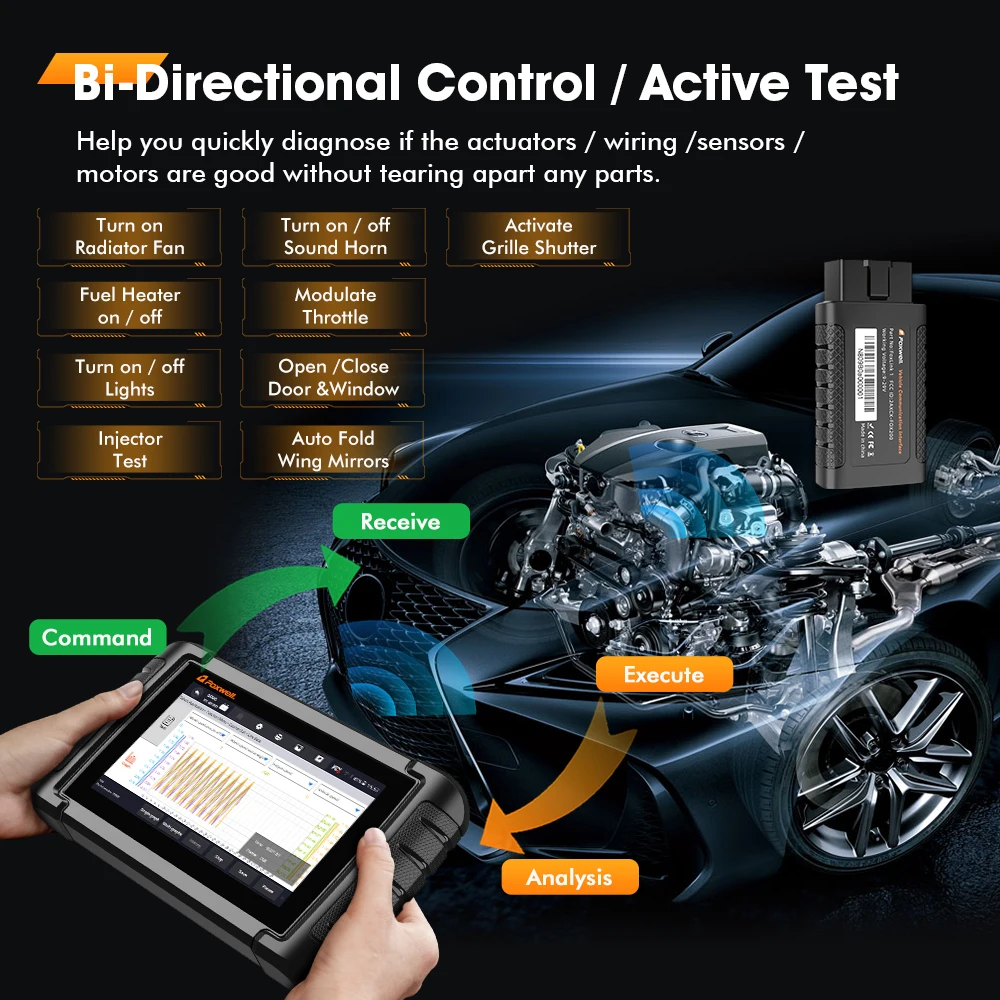 FOXWELL NT809BT OBD2 Bluetooth Automotive Scanner All System BiDirectional Scan Tool 30+ Reset OBD2 Code Reader Diagnostic Tool