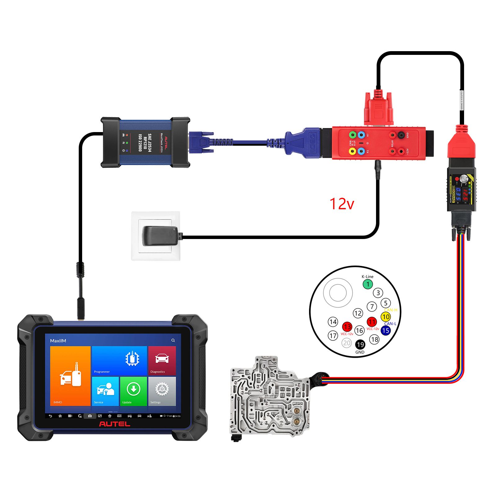 2025 GODIAG G-A ECU/TCU Cable for Connecting AUTEL IM608 IM508 with GT107/GODIAG ECU GPT Adapter to Read & Write Data