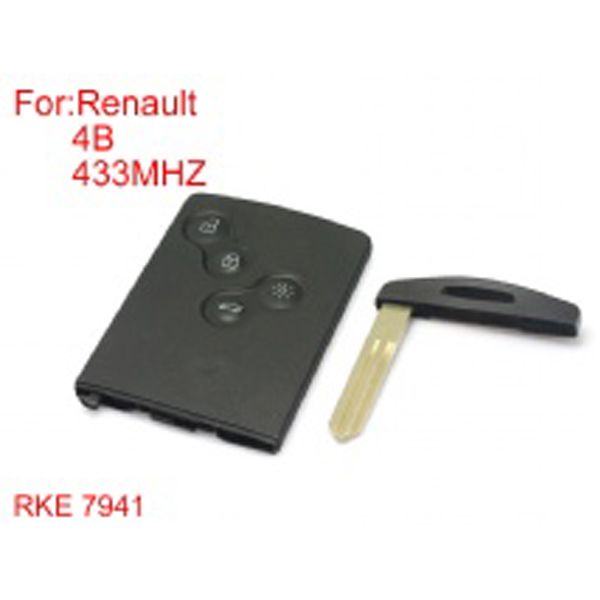 Half Smart Remote Key 4 Buttons 433MHZ PCF7941 (After Market) Sliver Logo for Re-nault Koleos