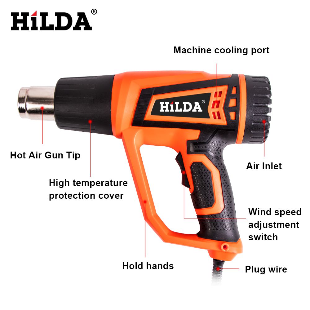 HILDA 2500W Heat Gun With adjustable 2 Temperatures Advanced Electric Hot Air Gun 220V Power Tool