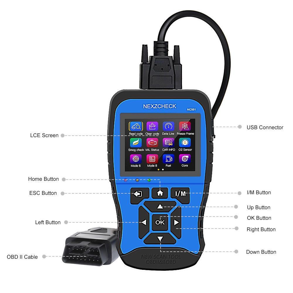 HUMZOR NexzCheck NC501 OBD2 & EOBD Scanner for Universal Vehicles