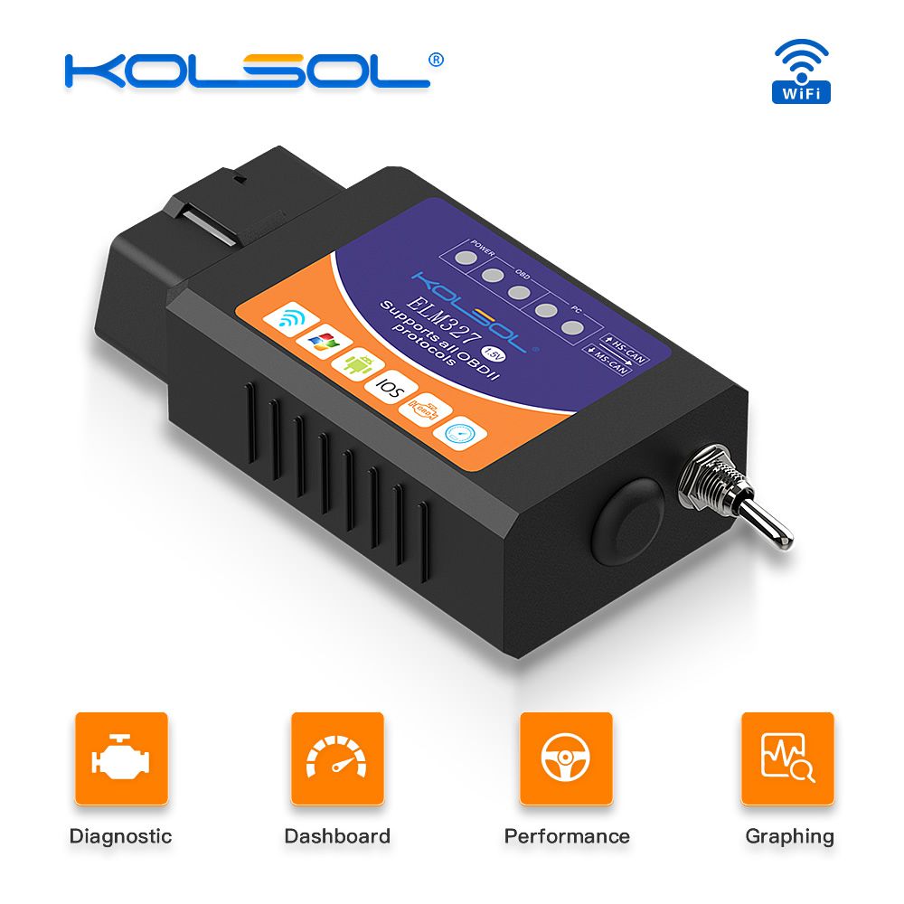 KOLSOL ELM327 WIFI OBD2 Scanner V1.5 ELM327 with Switch Car Scanner