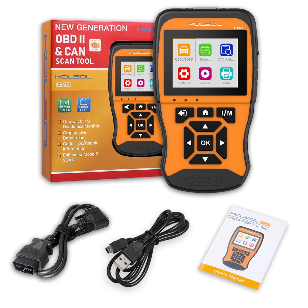 KOLSOL KS501 New Generation OBDII & EOBD Scan Tool for Universal Vehicles Automotive Scanner Diagnostic Tool