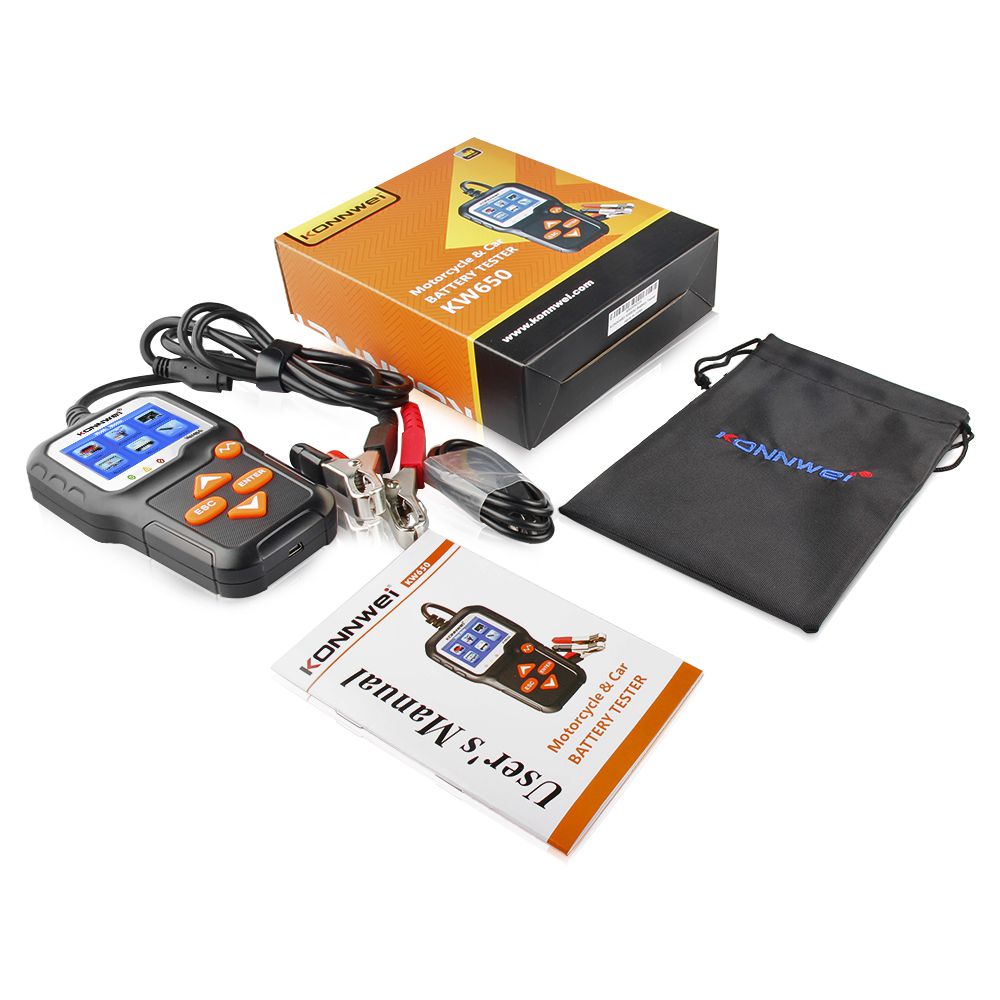 KONNWEI KW650 Car Motorcycle BatteryTester 12V 6V  Battery System Analyzer 2000CCA Charging Cranking Test Tools for the Car