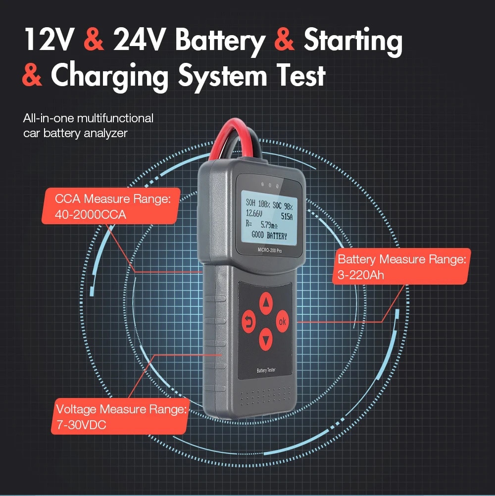 Lancol Micro200Pro 12v Battery Capacity Tester Car Battery Tester For Garage workshop Auto Tools  Mechanical