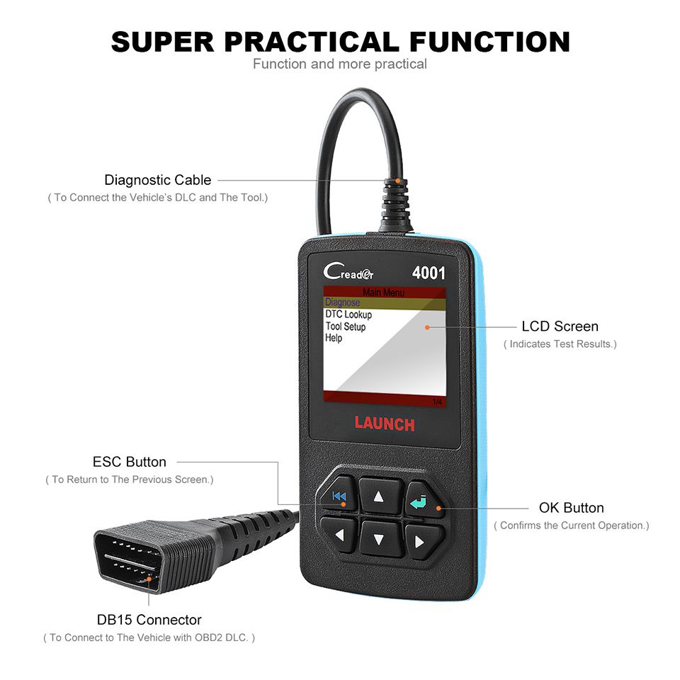 Launch CReader 4001 OBD2 Code Reader Diagnostic Scanner