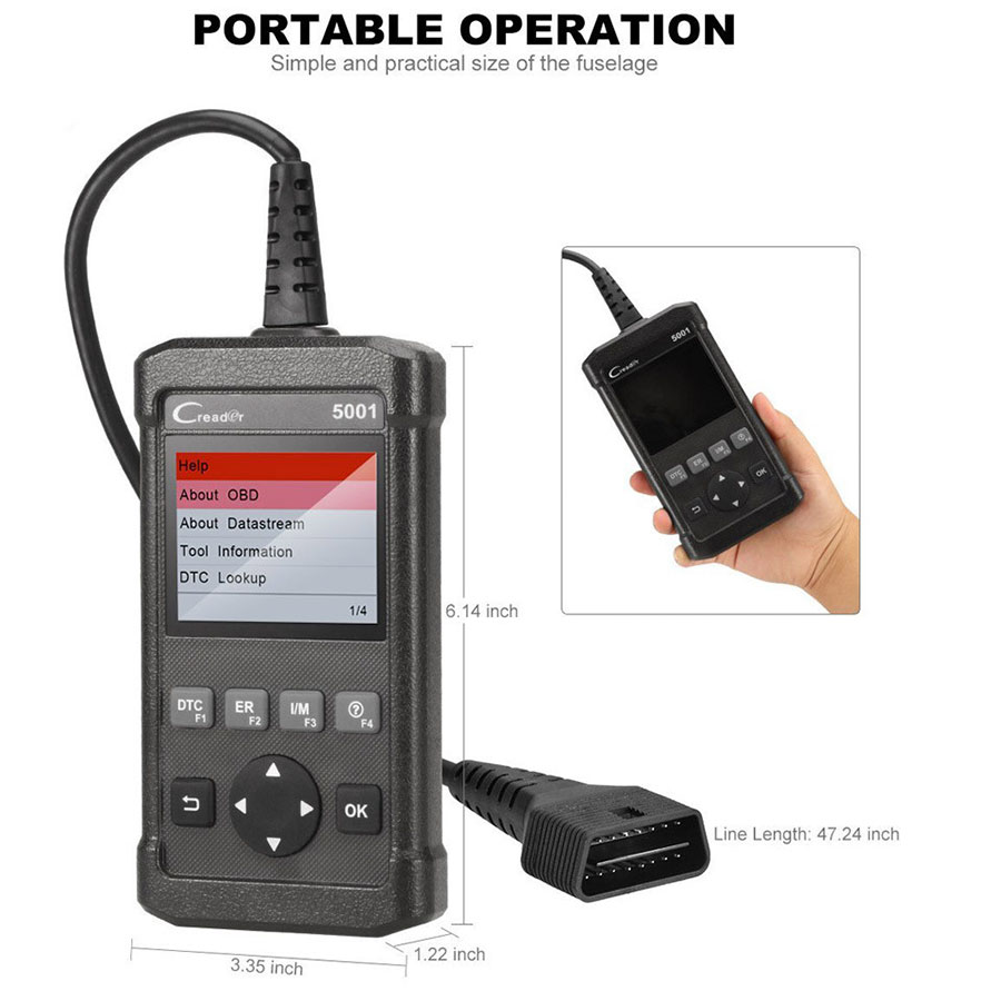 Launch CReader 5001 Code Reader Full OBDII/EOBD Diagnostic Functions Scan Tool