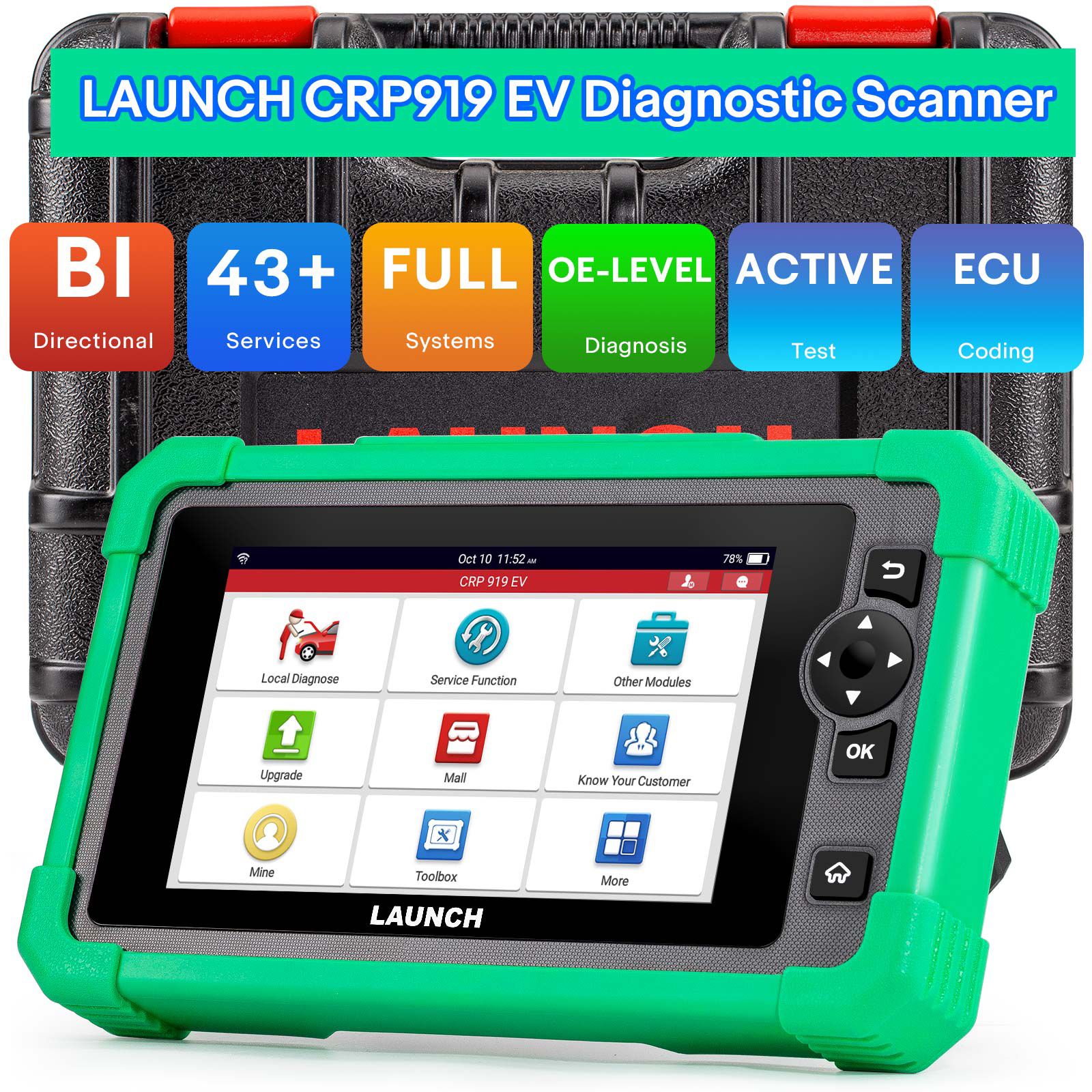 2024 Launch CRP919 EV Diagnostic Scanner 43+ Service Functions for Electric Vehicles New Energy Cars