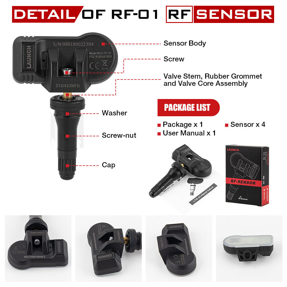 LAUNCH LTR-01 RF Sensor 315MHz & 433MHz 2 in 1 TPMS Sensor Tool Programmable