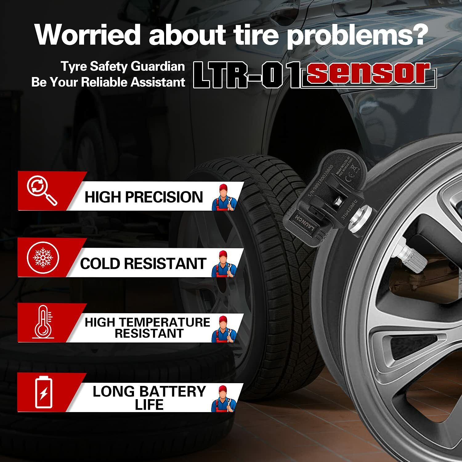 LAUNCH LTR-01 RF Sensor 315MHz & 433MHz 2 in 1 TPMS Sensor Tool Programmable