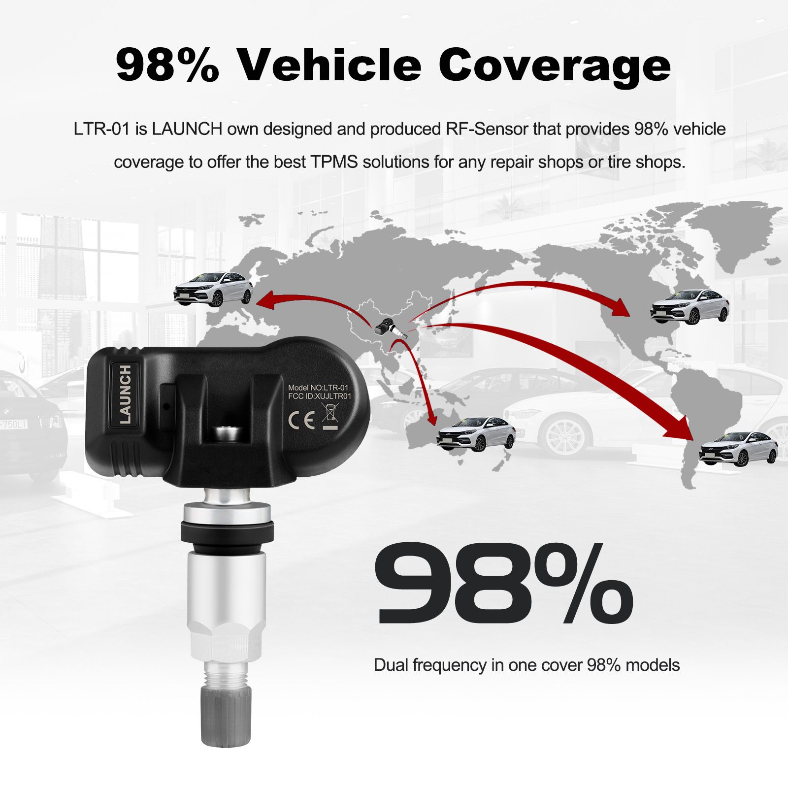 LAUNCH LTR-03 RF Sensor 315MHz & 433MHz TPMS Sensor Tool Metal & Rubber Free Shipping