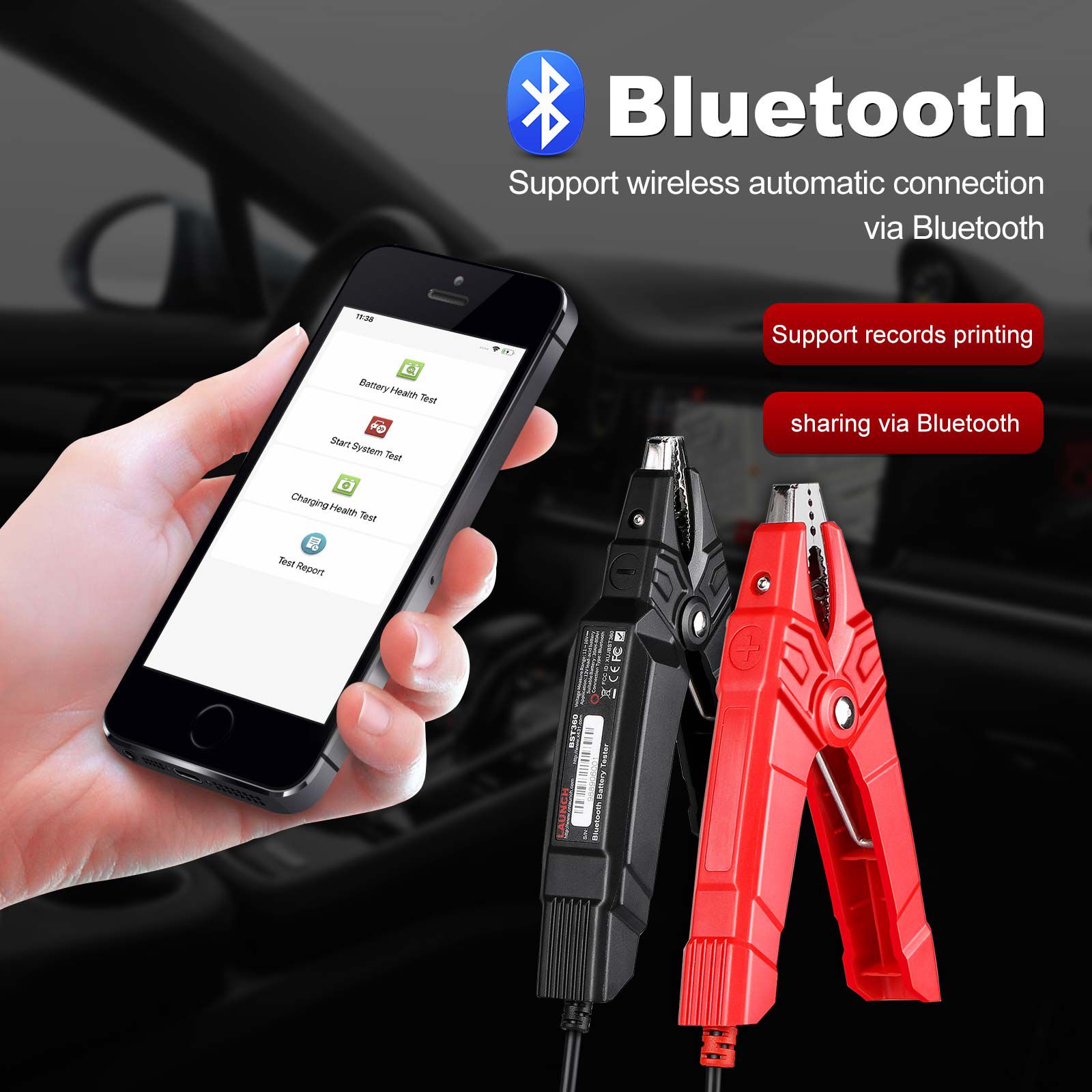 Launch X431 BST360 Bluetooth Battery Tester Used with X-431 PRO GT, X-431 PRO V4.0, X-431 PRO3 V4.0, X-431 PRO5, X-431 PAD V/PAD VII