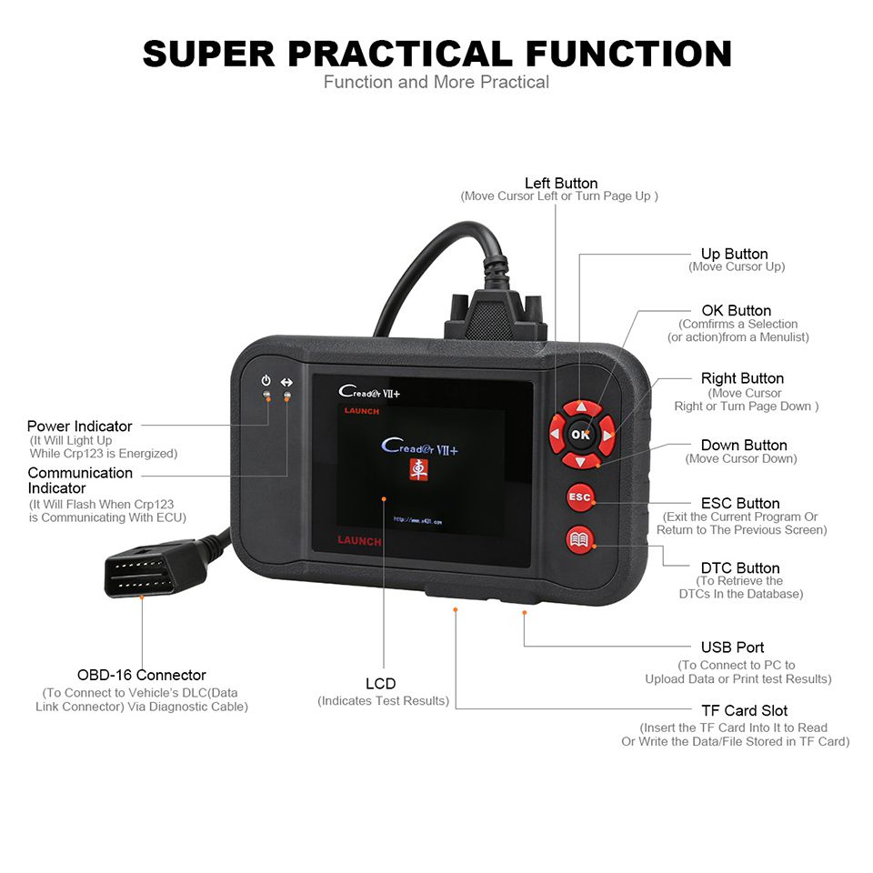 Launch X431 Creader VII+ (CRP123) Multi-Language Diagnostic Instrument