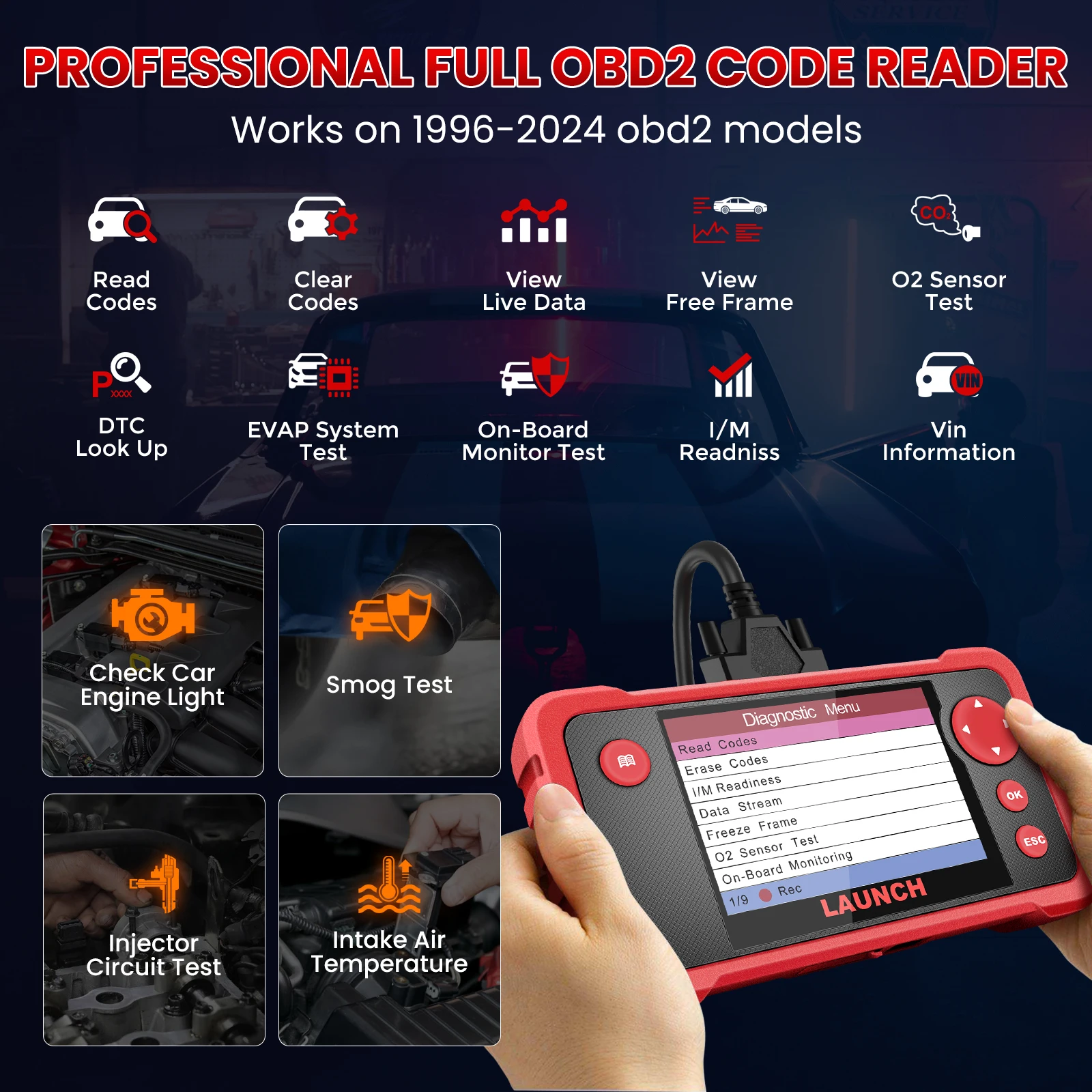 LAUNCH X431 CRP123 V2.0 Plus OBD2 Scanner All Systems Car Diagnostic Tools Oil SAS ETC Service Code Reader Lifetime Free Update