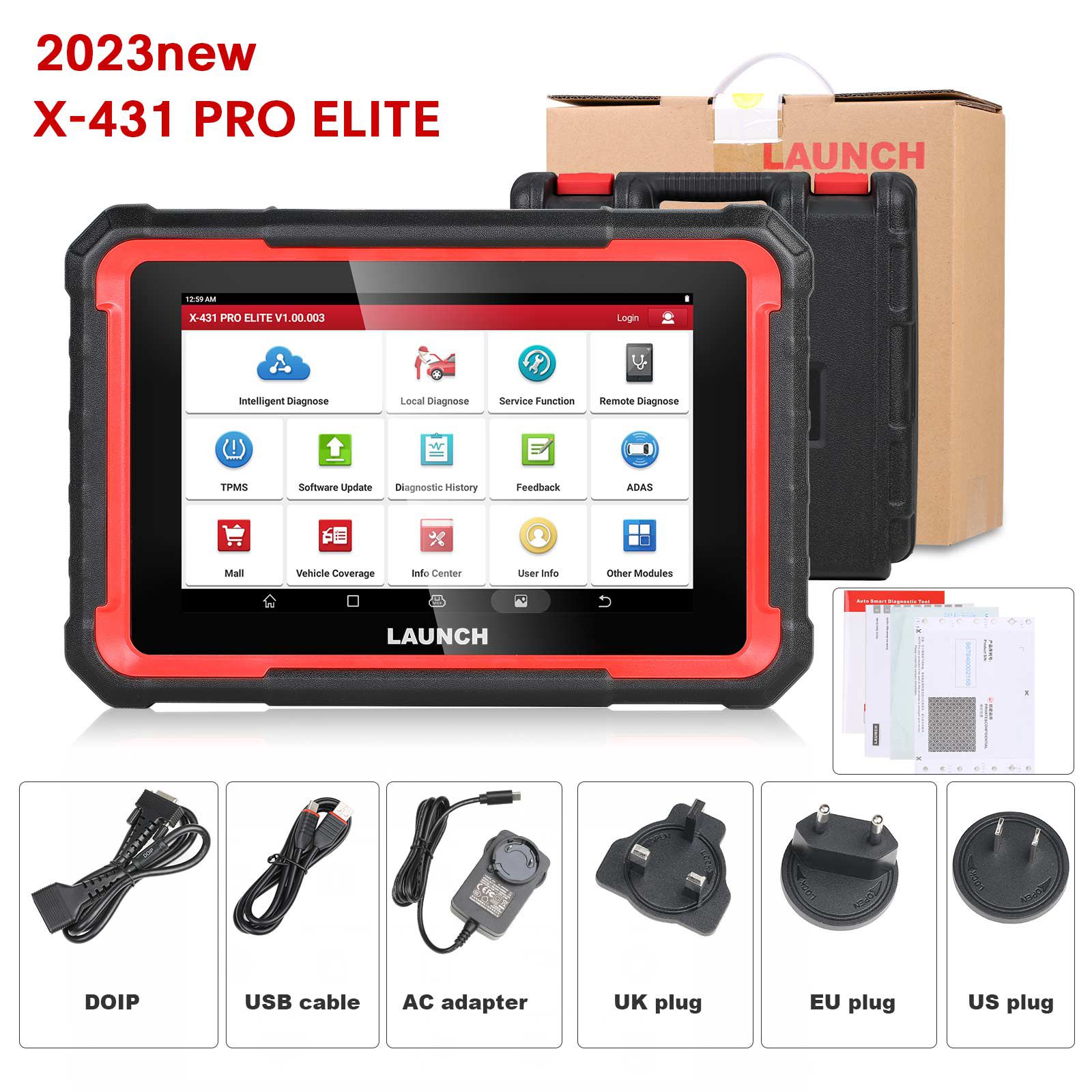 Launch X431 PRO Elite Auto Full System Car Diagnostic Tools CAN FD Active Tester OBD2 Scanner