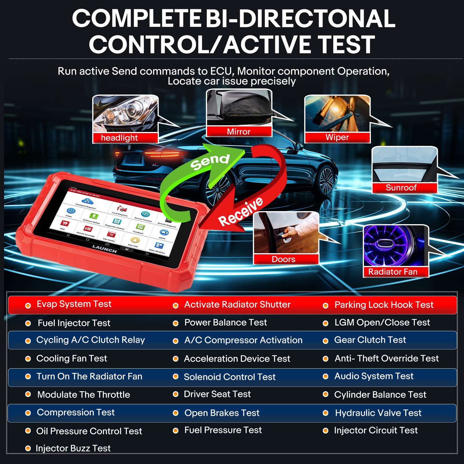 2025 Launch X431 PRO STAR Bidirectional Diagnostic Scanner Supports CAN FD DoIP 31 Service Functions ECU Coding upgrade of X431 V and Pro Elite