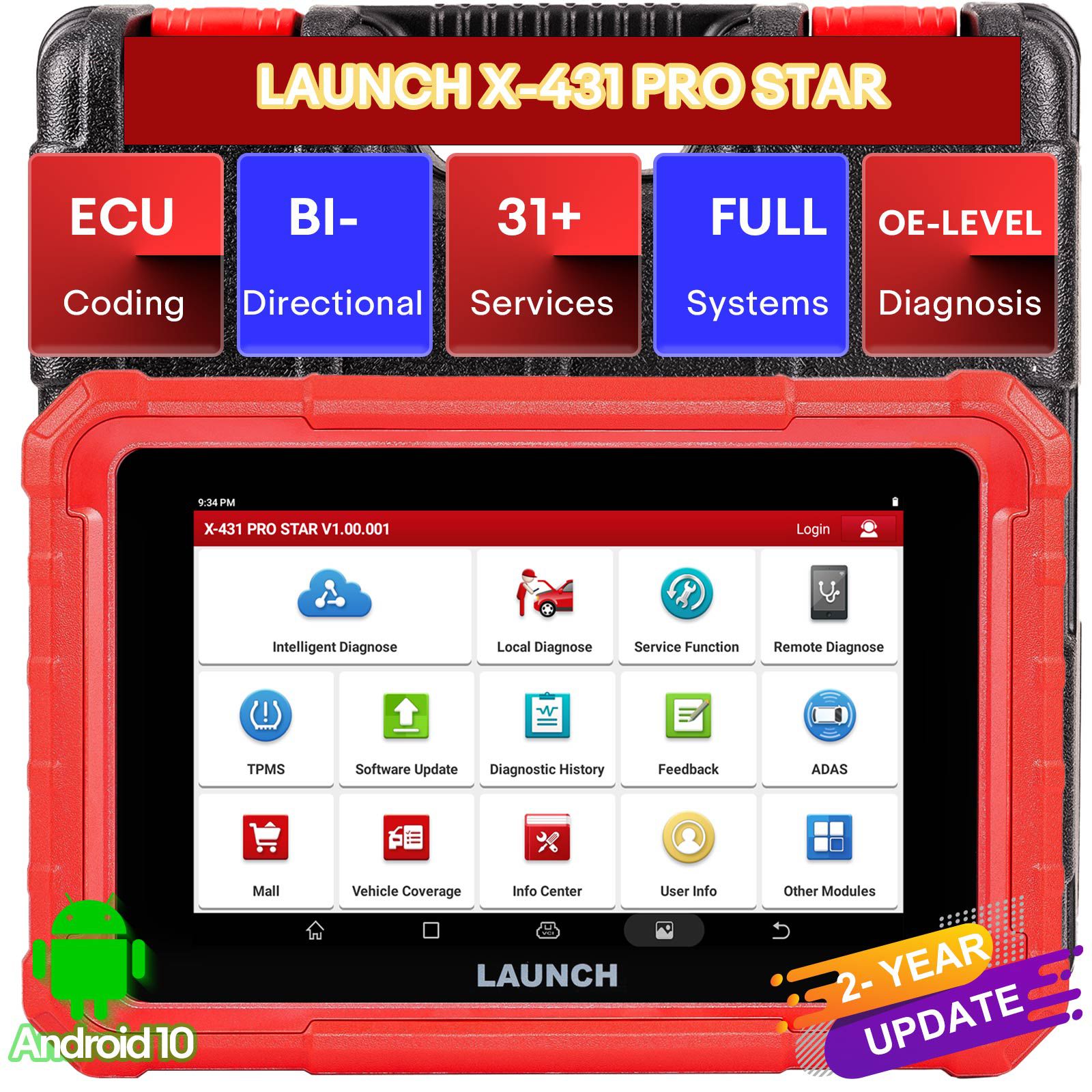 2025 Launch X431 PRO STAR Bidirectional Diagnostic Scanner Supports CAN FD DoIP 31 Service Functions ECU Coding upgrade of X431 V and Pro Elite