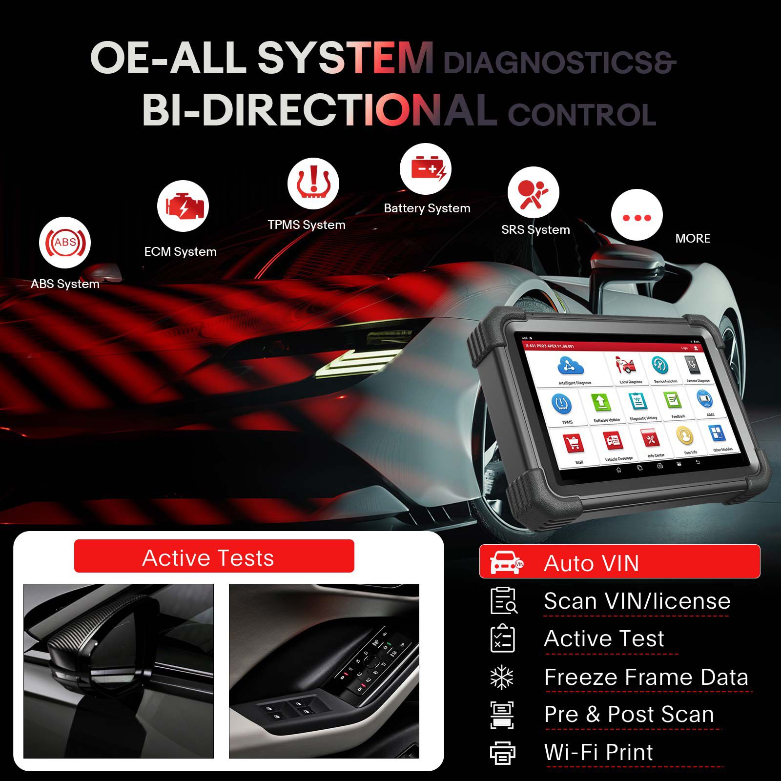 2025 LAUNCH X431 PRO3 APEX 10inch Diagnostic Scanner Support Topology Map Online Coding CAN FD & DoIP HD Truck Scan with 37+Services