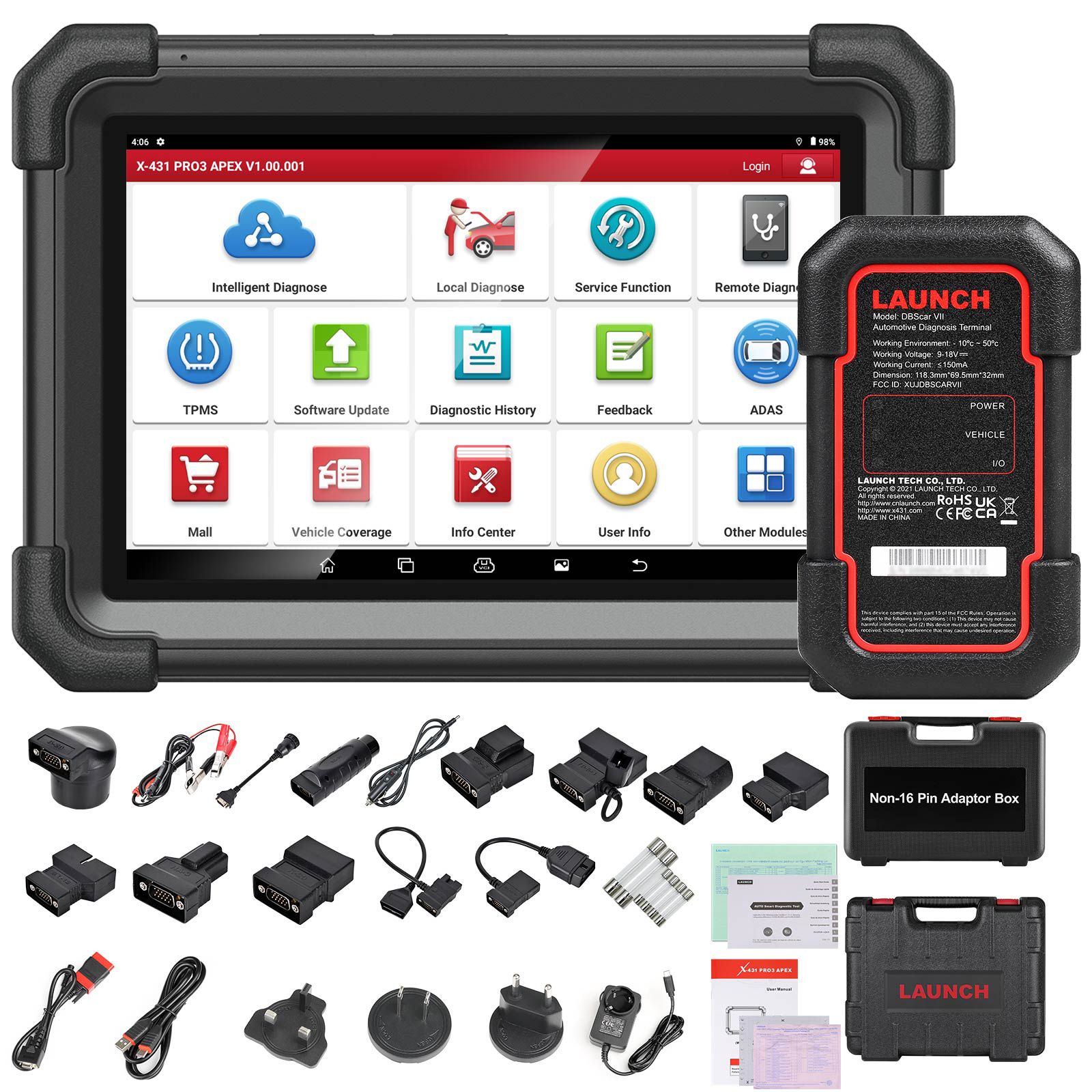 2025 LAUNCH X431 PRO3 APEX 10inch Diagnostic Scanner Support Topology Map Online Coding CAN FD & DoIP HD Truck Scan with 37+Services