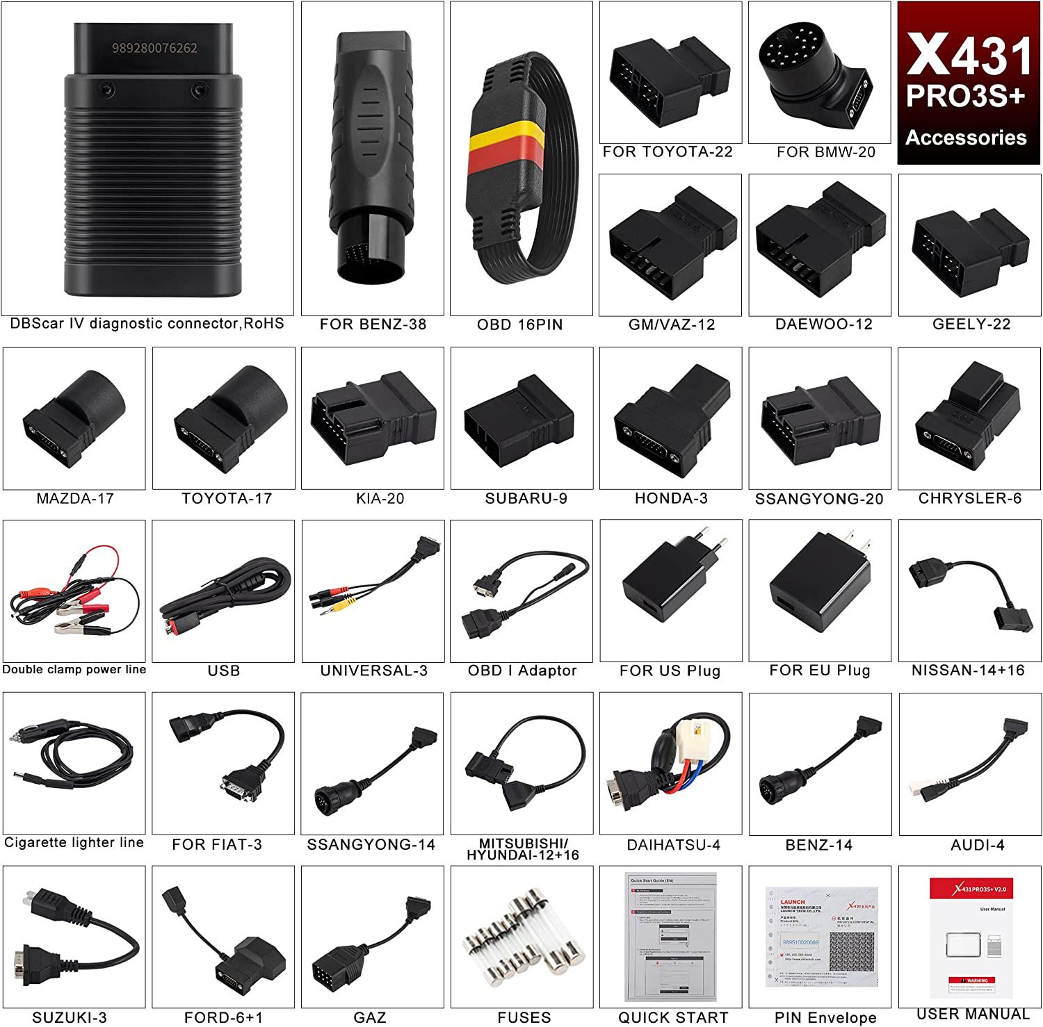 LAUNCH X431 PRO3S+ Bi-Directional Scan Tool with 31+ Reset Service / ECU Coding / AutoAuth FCA SGW