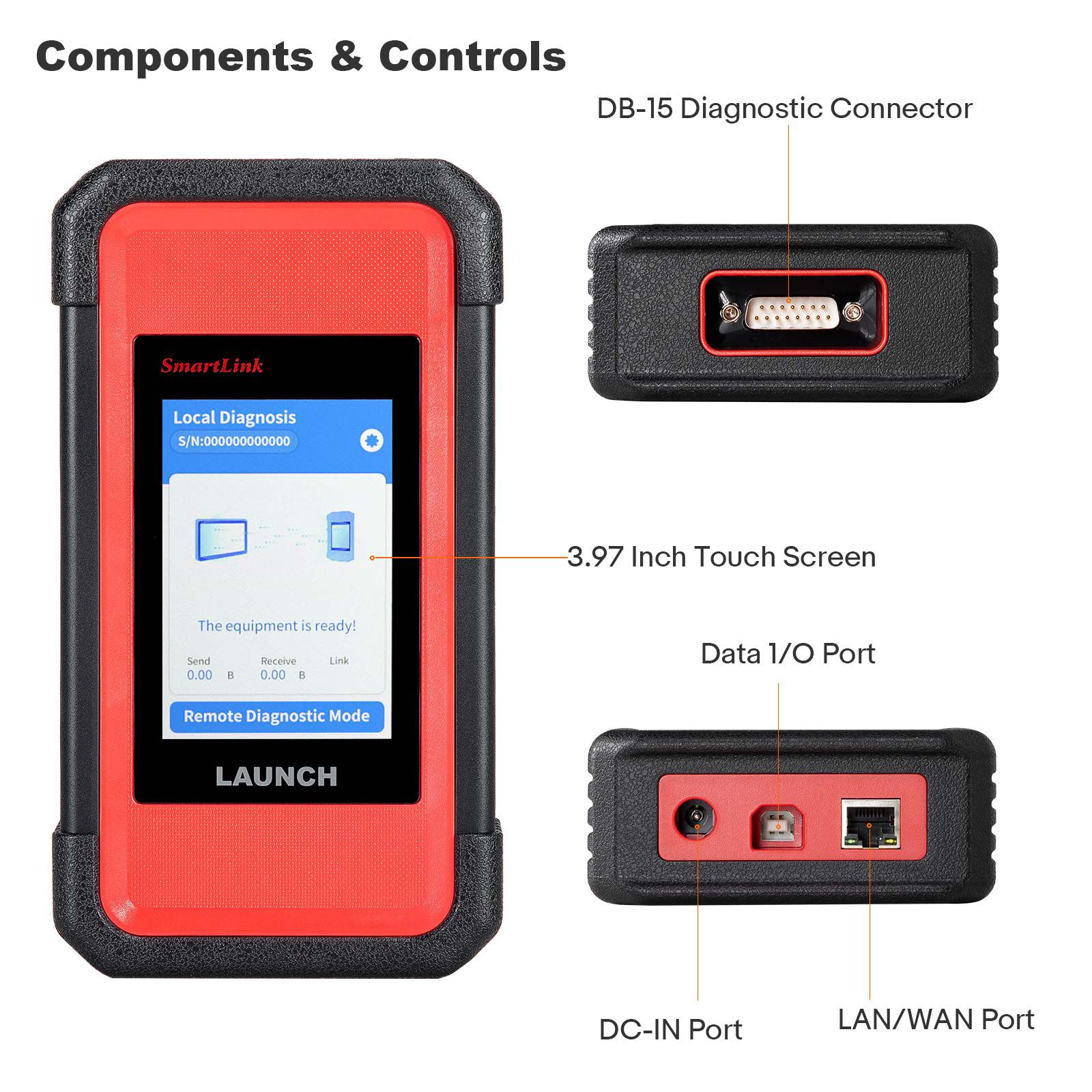 LAUNCH X431 PRO3S+ SmartLink HD for Diesel & Gasoline 12V/24V Bi-Directional Scan Tool Support ECU Coding CANFD DOIP J2534 Programming