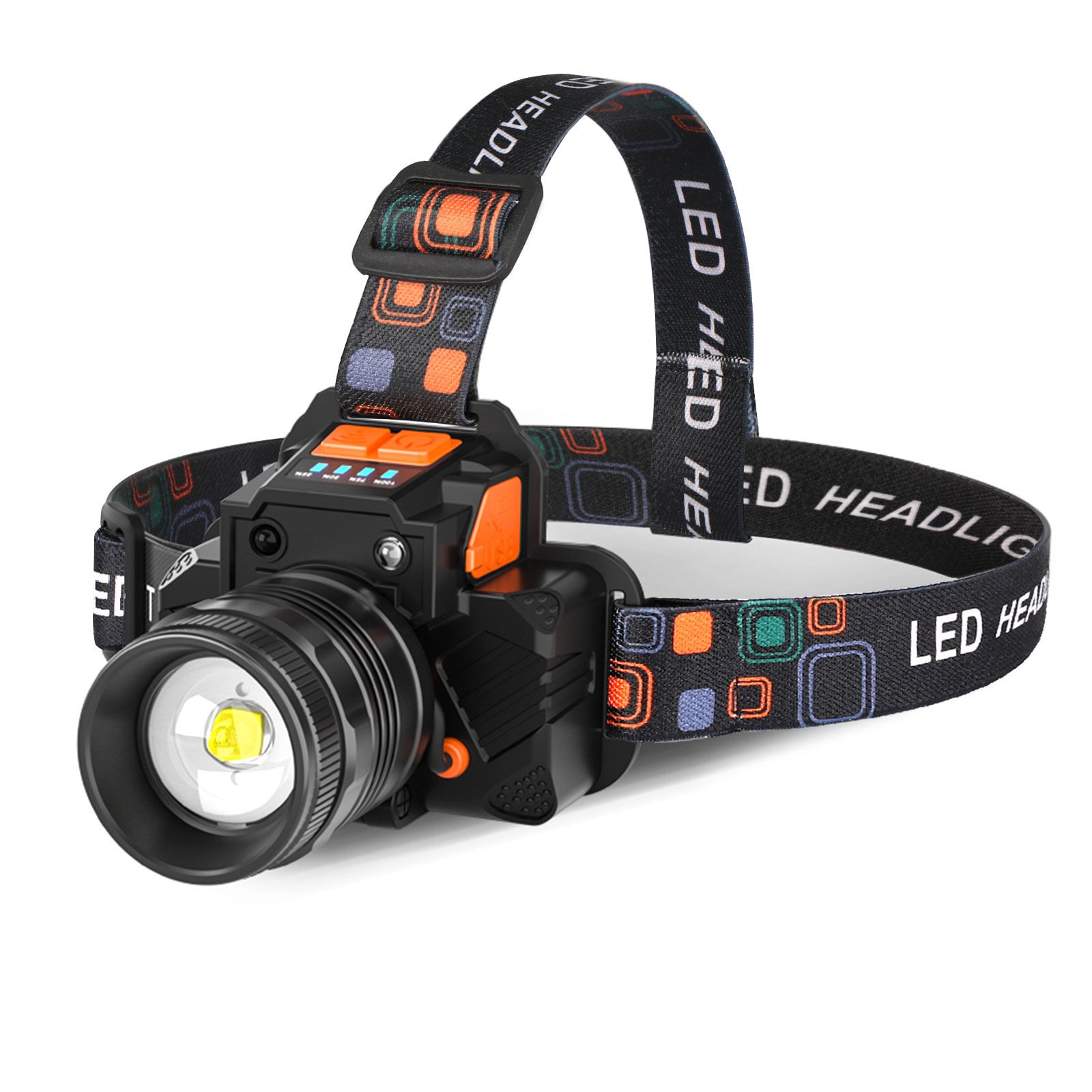 LED Headlamp Big Capacity Strong Light Rechargeable Waterproof Outdoor Night Fishing Long Range Flashlight Miner Lamp Camping Light Sensor Switch Mode