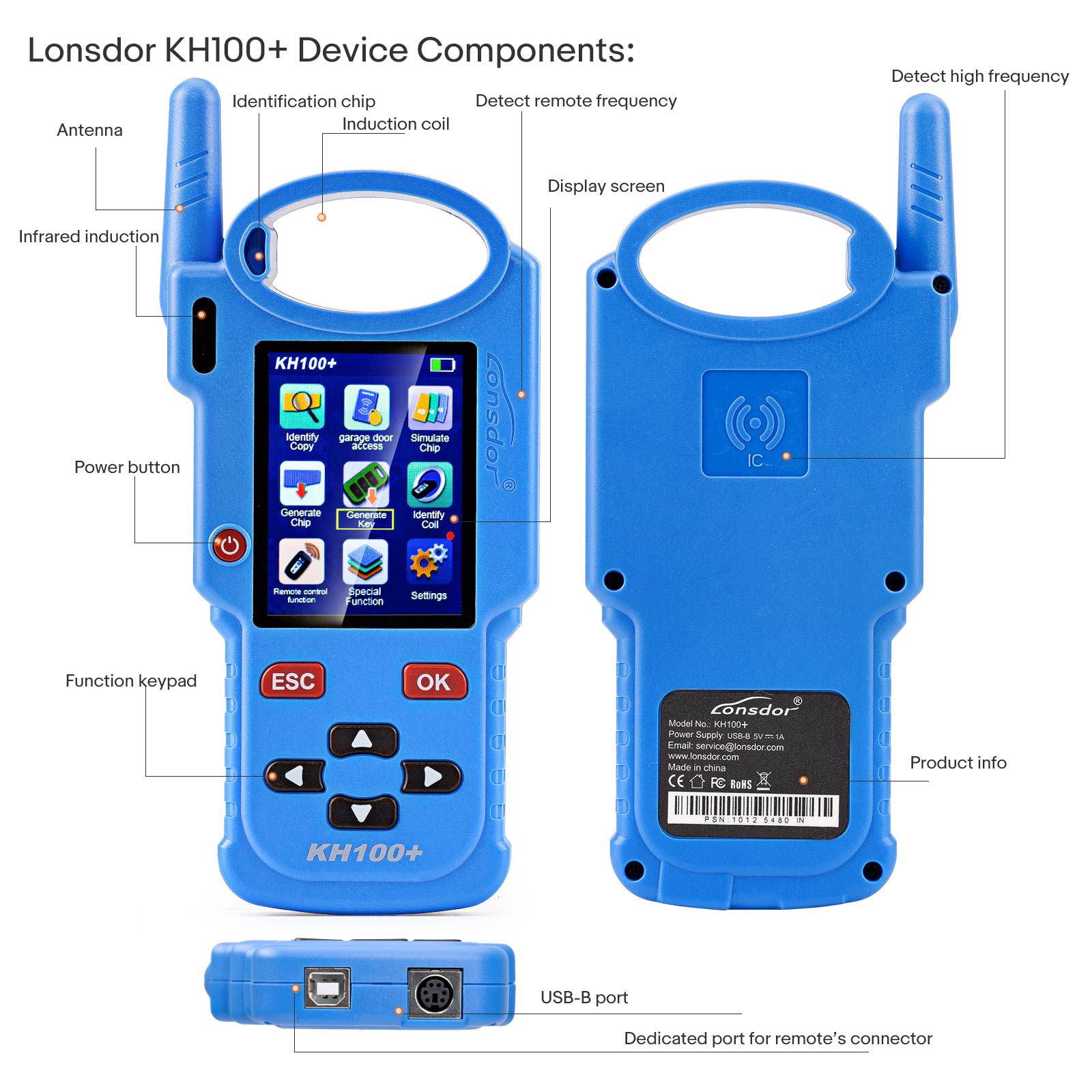 2025 Lonsdor KH100+ Hand-Held Key Programmer With Four Remote Keys Added TATA and Mahindra