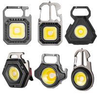 Mini LED Light Super Bright Small Flashlight Keychain Lamp Strong Light Portable Emergency Maintenance Lamp USB Bottle Opener