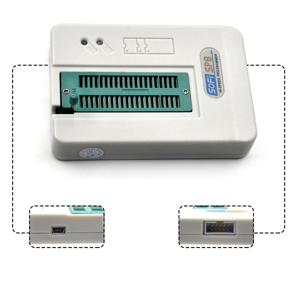 Professional High Speed USB Programmer SOFI SP8-A  EEPROM BIOS FLASH ISP 40 Pins Adapter 24 25 93 for Over 4000 IC Chips