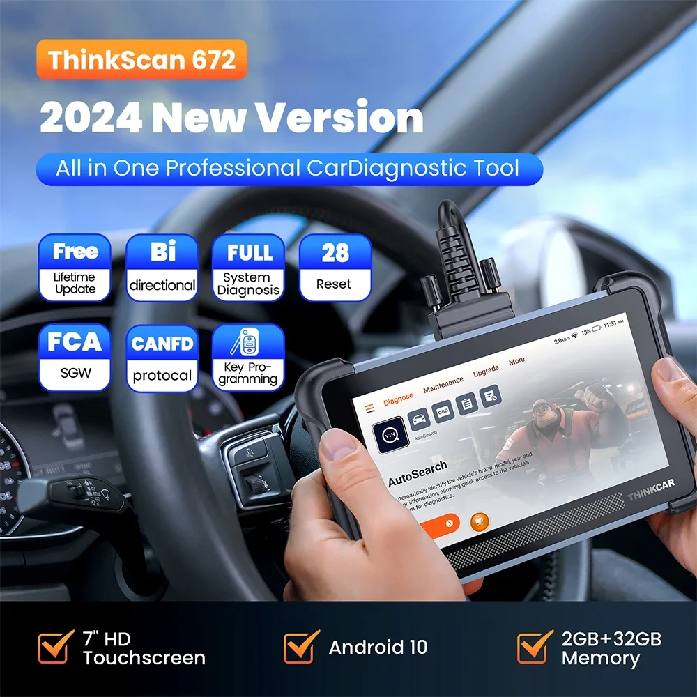 Thinkscan 672 Car Diagnostic Tools Full System Automotive OBD2 Scanner Support 28 Resets Lifetime Free Update