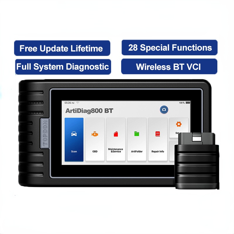 Topdon Car Diagnostic Tool ArtiDiag800 BT OBD2 Code Reader Wireless BT Scanner with Full Systems Diagnoses Tool