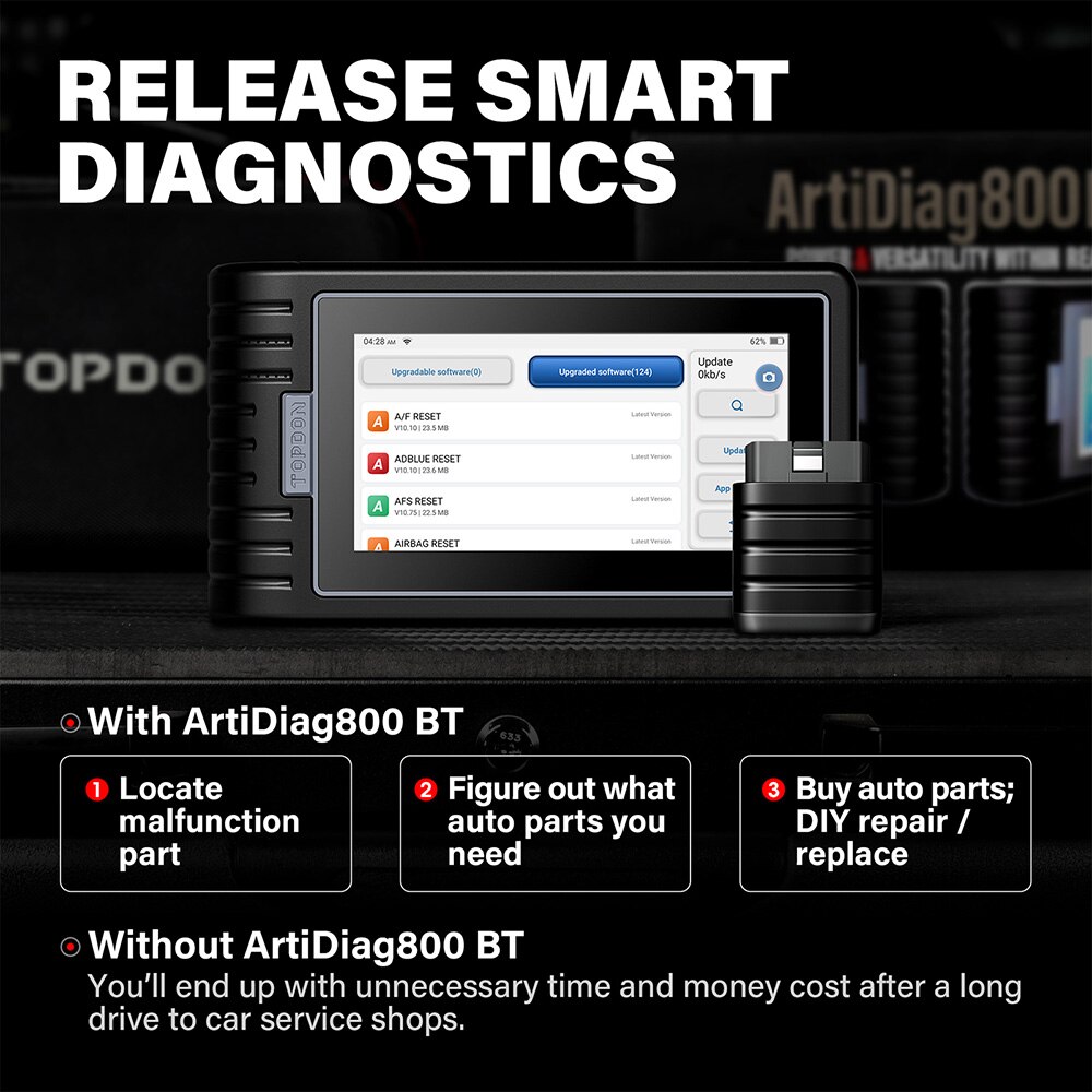 Topdon Car Diagnostic Tool ArtiDiag800 BT OBD2 Code Reader Wireless BT Scanner with Full Systems Diagnoses Tool