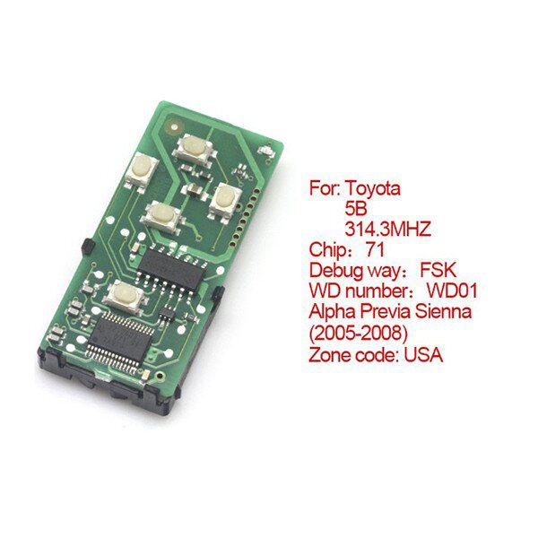 Toyota Smart Card Board 5 Buttons 314.3MHZ Number 271451-6221-USA