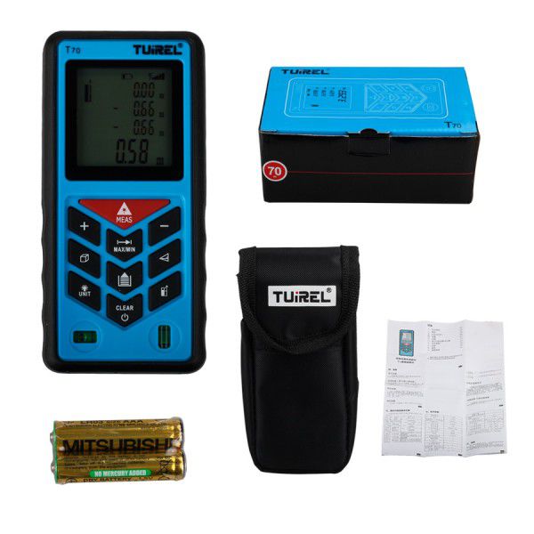 Tuirel T70 Handheld 70m/229ft/2755in Laser Distance Meter Range Finder Measure Instrument Diastimeter Ship From HK/US