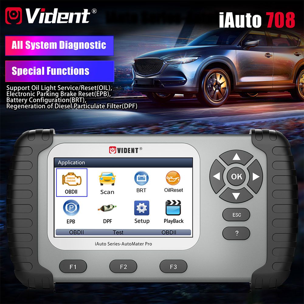  VIDENT iAuto708 Full System Scan Tool OBDII Scanner OBDII Diagnostic Tool for All Makes