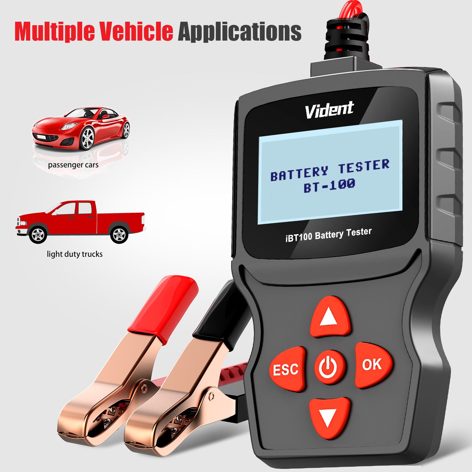 Vident iBT100 12V Battery Analyzer for Flooded, AGM,GEL 100-1100CCA Automotive Tester Diagnostic Tool