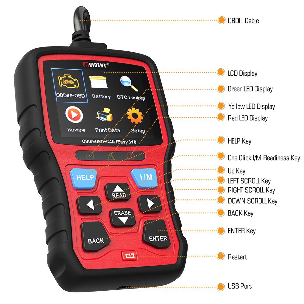  Vident iEasy310 OBD2 Scanner OBDII Code Reader and Car Diagnostic Tool OBD2 Automotive Scanner