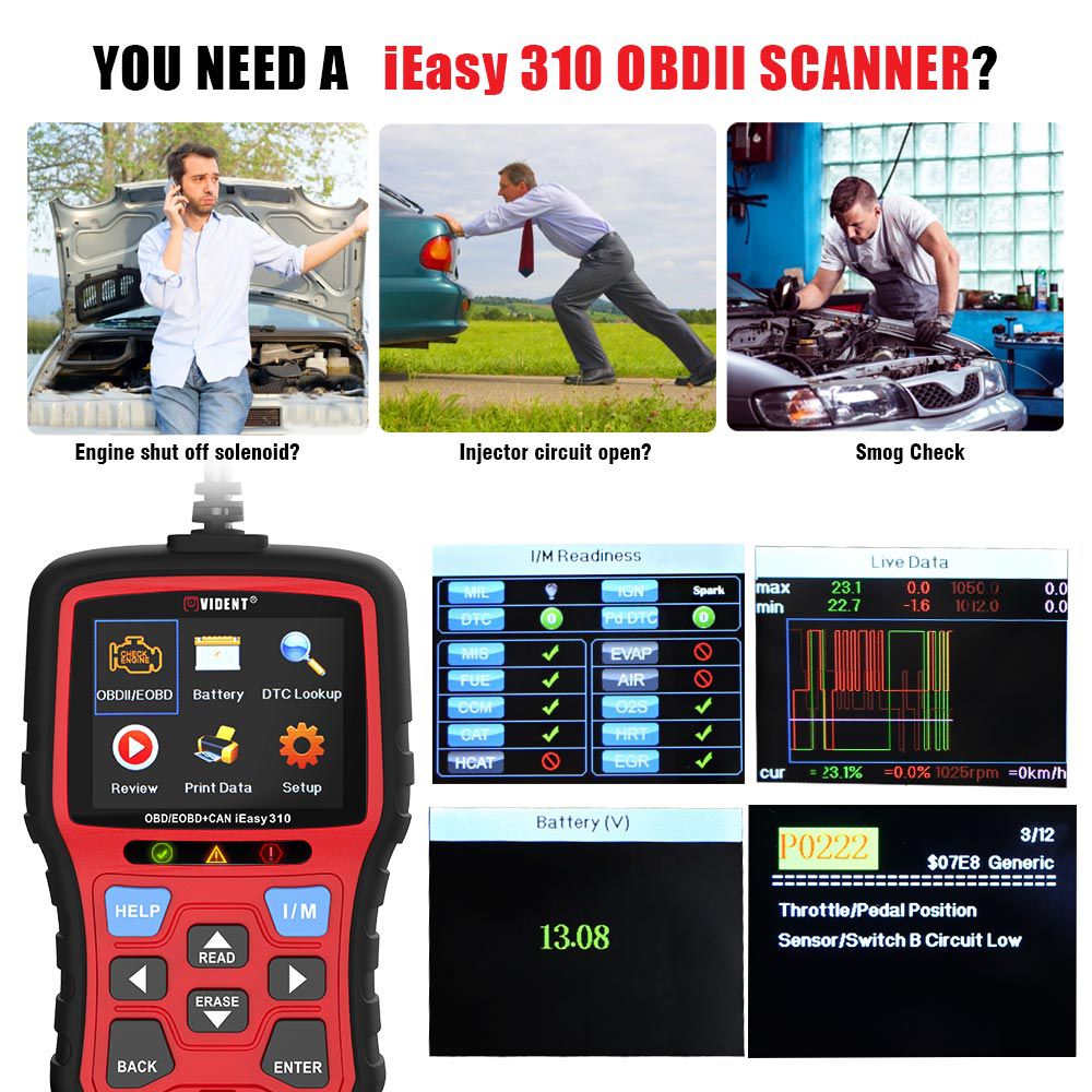  Vident iEasy310 OBD2 Scanner OBDII Code Reader and Car Diagnostic Tool OBD2 Automotive Scanner