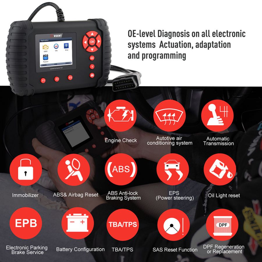 Original VIDENT iLink400 Full System Scan Tool Single Make Support ABS/SRS/EPB//DPF Regeneration/Oil Reset