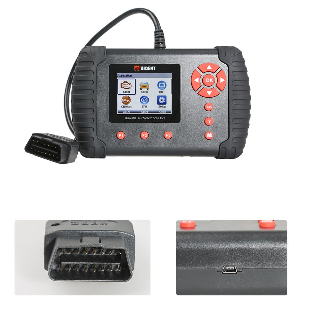  VIDENT iLink440 Four System Scan Tool Support Engine ABS Air Bag SRS EPB Reset Battery Configuration