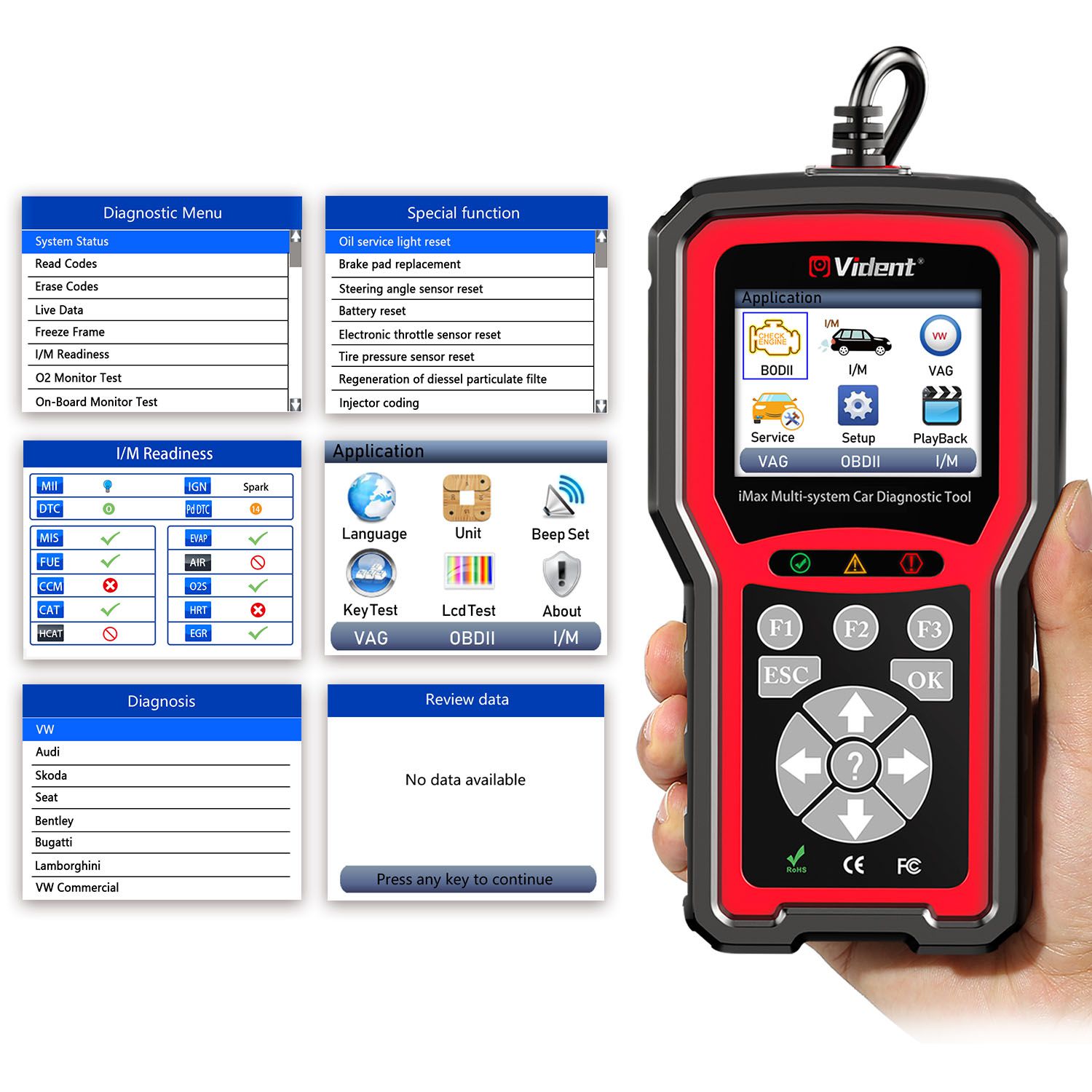 VIDENT iMax4301 VAWS V-A-G OBD Diagnostic Service Tool Supports 9 Special Functions